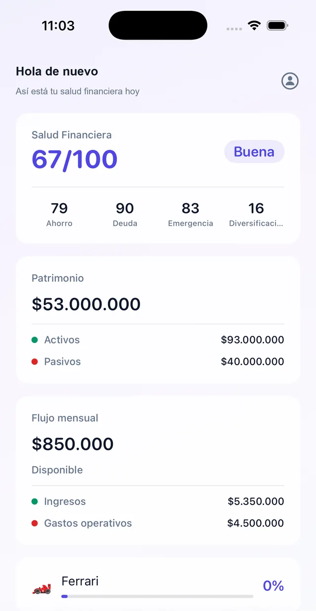 Pantalla de inicio de Numinap con el ISF