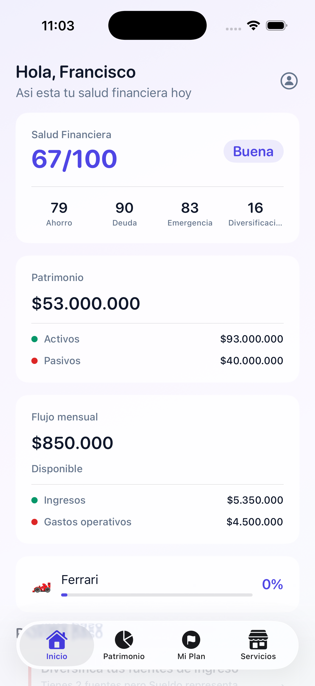 Dashboard — tu resumen financiero